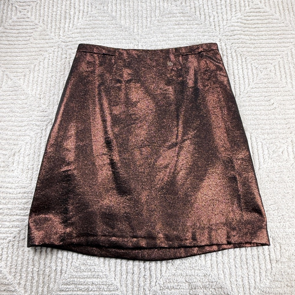 Leifsdottir Mini Skirt Womens Small Bronze Metallic Anthropologie Party Glam